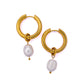Large Gold Hoops with Detachable Pearl