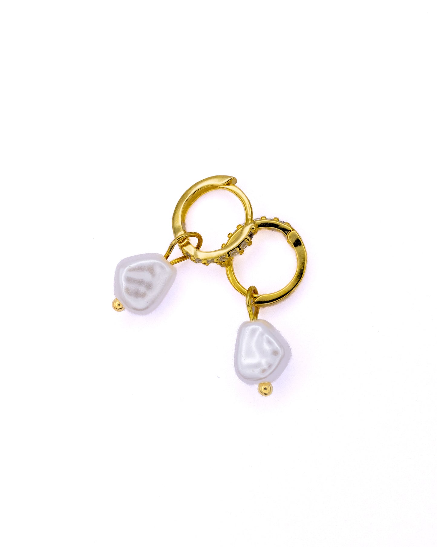 Cubic Zirconia Huggies with detachable pearl