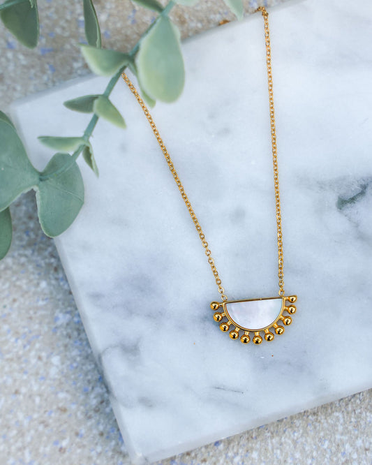 Mother of Pearl Fan Necklace